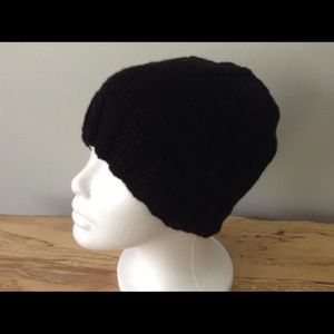 Hand knit black hat